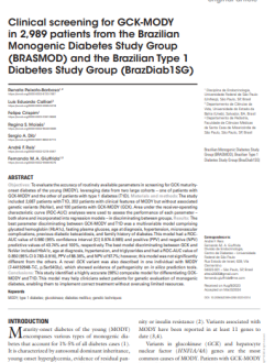 Clinical screening for GCK-MODY in 2,989 patients  the Brazilian Monogenic Diabetes Study Group (BRASMOD) and the Brazilian Type 1 Diabetes Study Group (BrazDiab1SG)