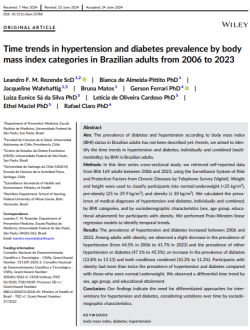 Time trends in hypertension and diabetes prevalence by body mass index categories in Brazilian adults  2006 to 2023