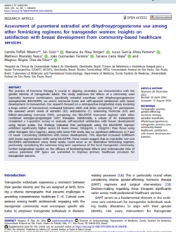 Assessment of parenteral estradiol and dihydroxyprogesterone use among other feminizing regimens for transgender women: insights on satisfaction with breast development  community-based healthcare services