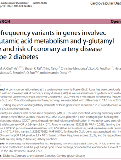 Low-frequency variants in genes involved in glutamic acid metabolism and γ-glutamyl cycle and risk of coronary artery disease in type 2 diabetes