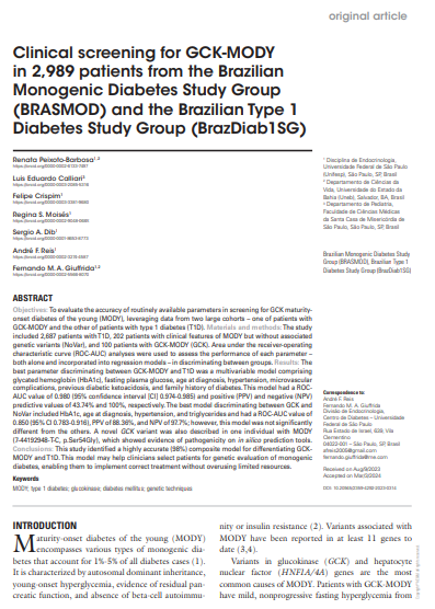 Clinical screening for GCK-MODY in 2,989 patients  the Brazilian Monogenic Diabetes Study Group (BRASMOD) and the Brazilian Type 1 Diabetes Study Group (BrazDiab1SG)