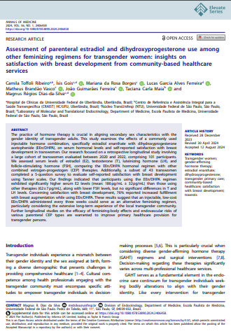 Assessment of parenteral estradiol and dihydroxyprogesterone use among other feminizing regimens for transgender women: insights on satisfaction with breast development  community-based healthcare services